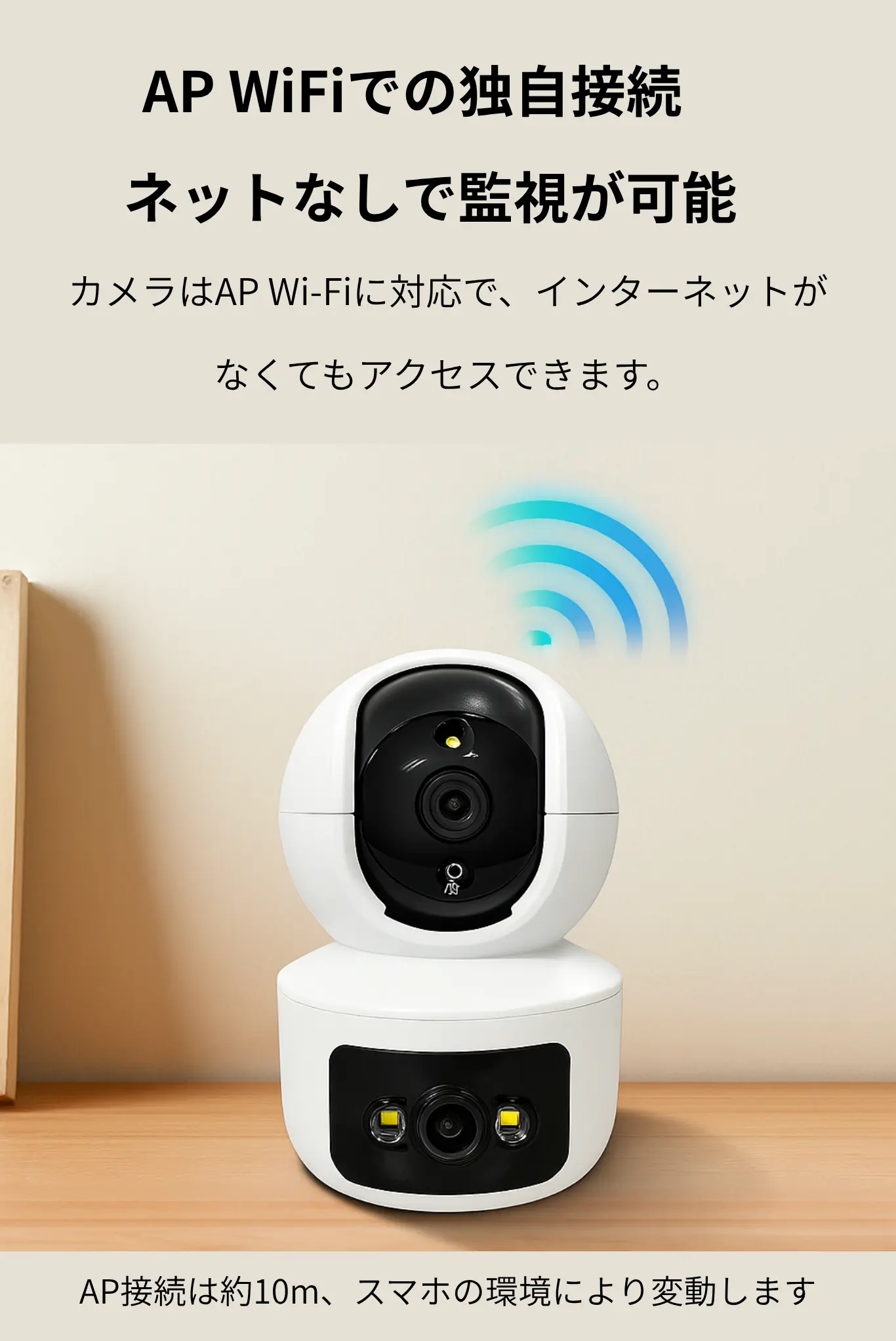 AP接続でWi-Fiが無くても監視可能