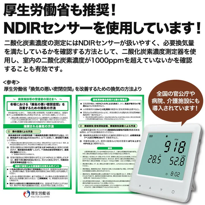 厚生労働省推奨のNDIRセンサーを使用