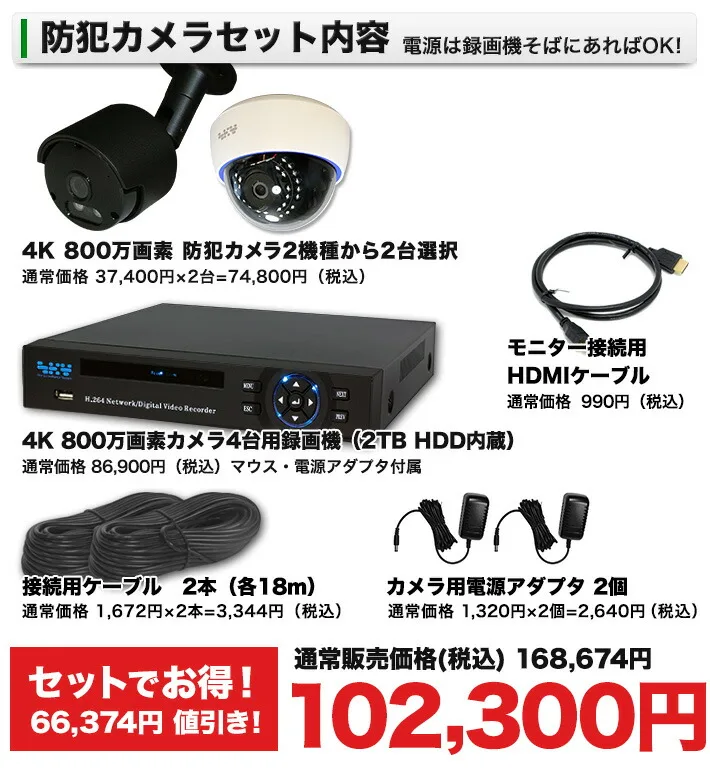 防犯カメラセット内容