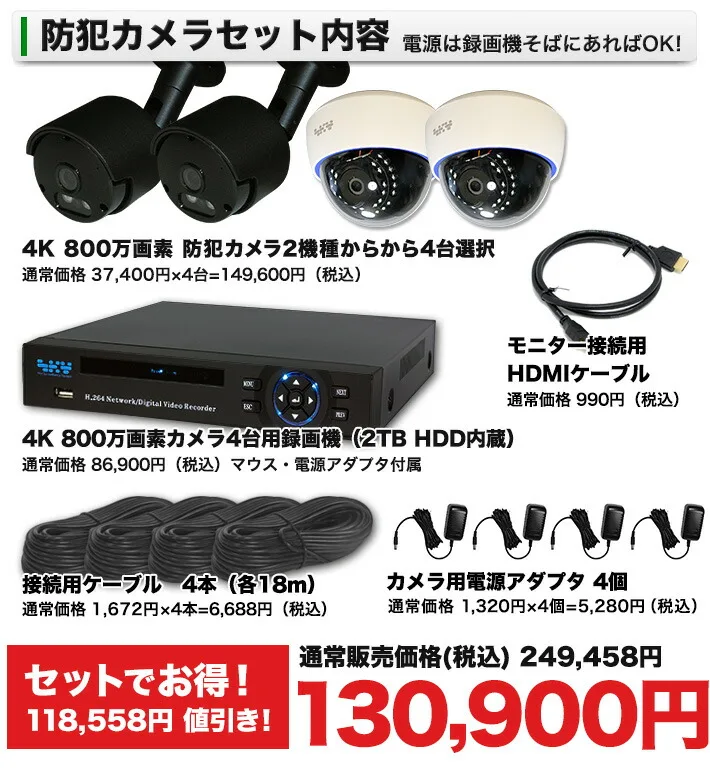 防犯カメラセット内容