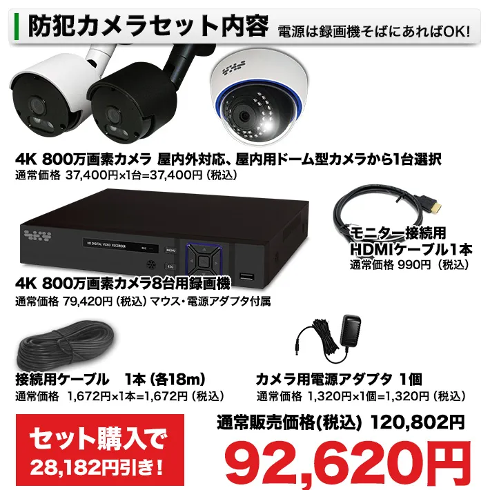防犯カメラセット内容