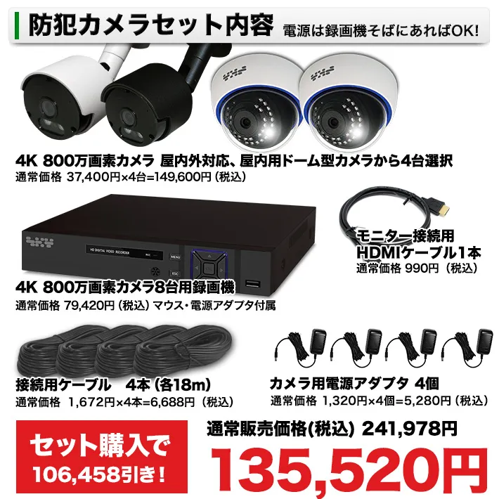 防犯カメラセット内容