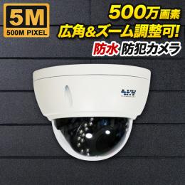 撮影範囲調整可能 500万画素 耐衝撃 ドーム型防犯カメラ 防雨 500D-VR