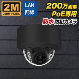 PoE対応 ドーム型 200万画素ネットワークカメラ 防雨 マイク内蔵 PO-200d-BK