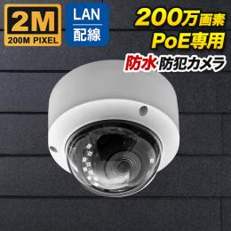 PoE対応 ドーム型 200万画素ネットワークカメラ 防雨 マイク内蔵 PO-200d