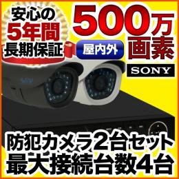 500万画素 集音マイク搭載 屋外対応 防犯カメラ2台セット　SET-450S-2