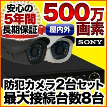 500万画素 集音マイク搭載 防犯カメ2台セット　SET-850S-2