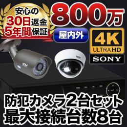 800万画素 集音マイク搭載 屋外対応 防犯カメラ2台セット SET-880S-2