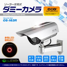 ソーラー充電ダミー防犯カメラ 夜間LED常時点灯タイプ　DAM008-OS-163R
